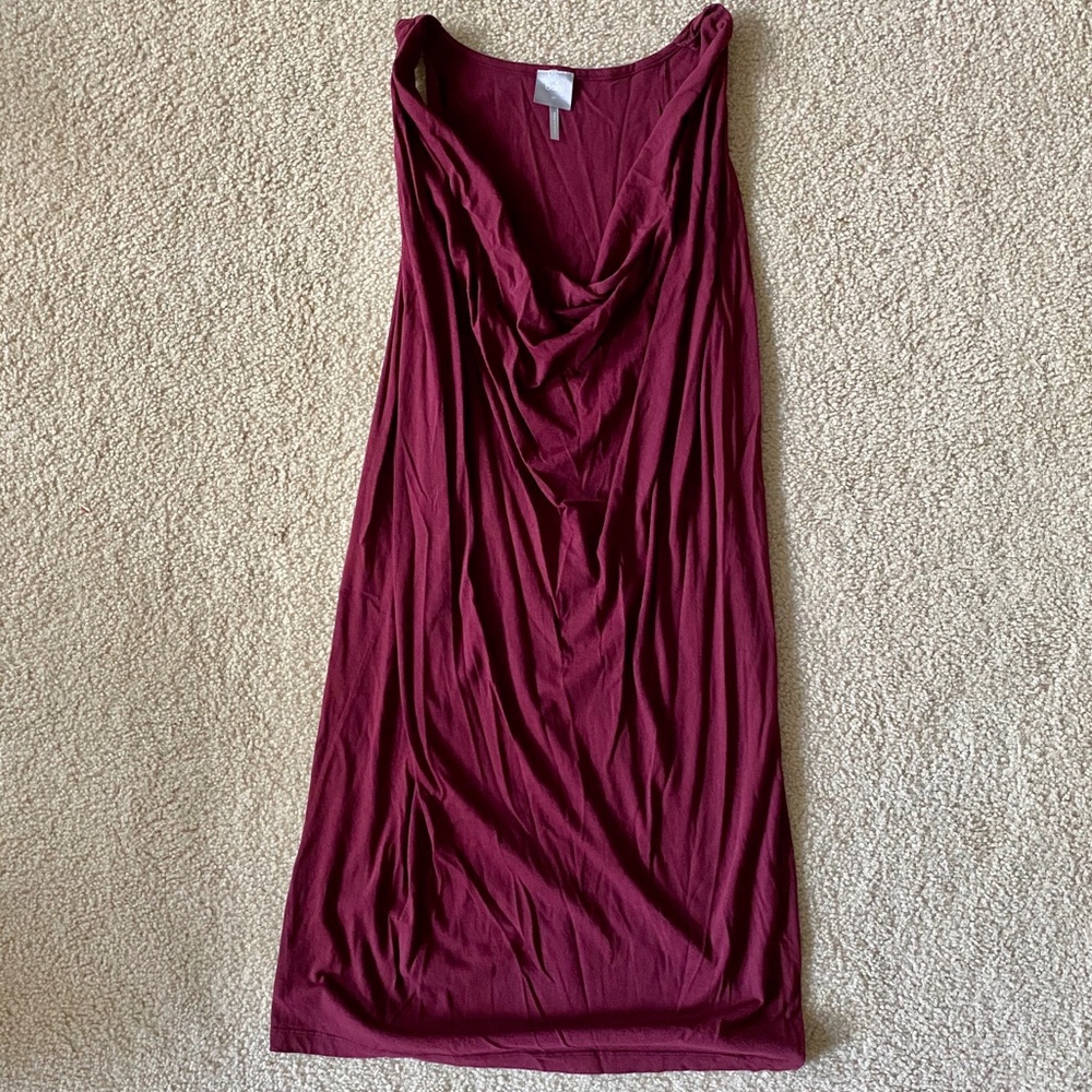 bobi Maroon Red Cotton Cowl Neck Dress Size M